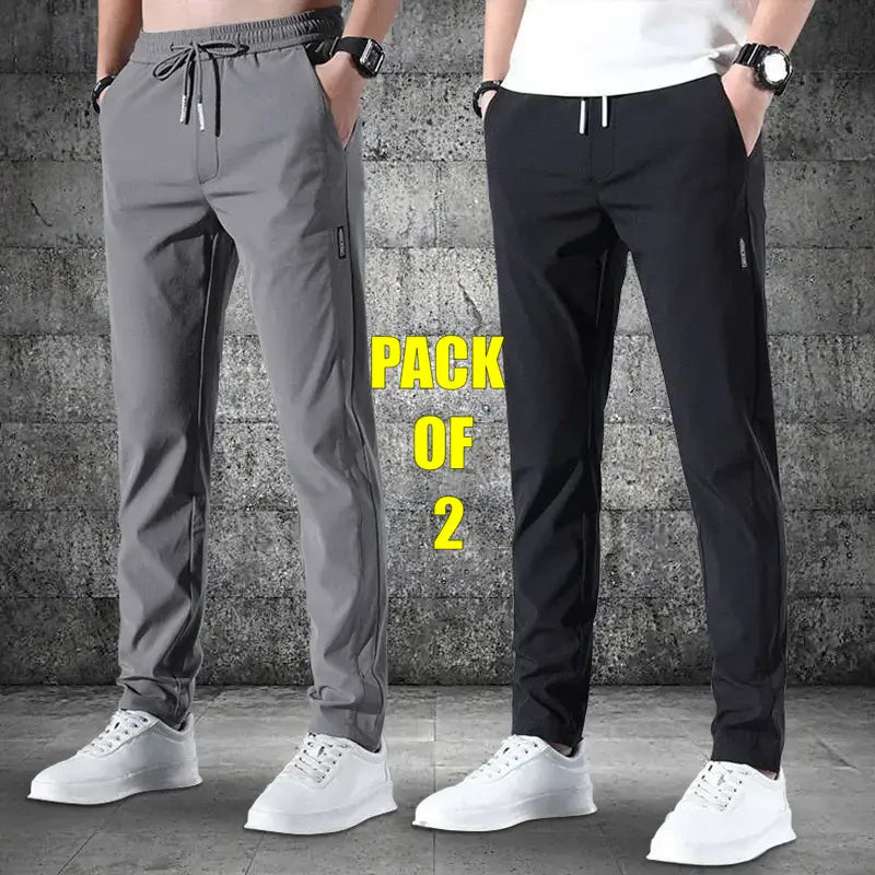 RETRO™ Lycra Track Pant - ( Pack of 2 ) Grey + Black